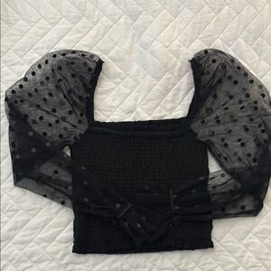 Elegant Black Sheer Sleeve Top